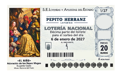 Décimo de la Lotería del Niño 2027 con la Adoración de los Reyes Magos de Eugenio Cajés