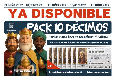 Pack de décimos Lotería de El Niño 2027 con retorno asegurado - Pepito Herranz
